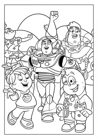 Get ready to join Buzz Lightyear and his Space Ranger team as they celebrate a victory with a fun dance party! Our coloring pages feature all your favorite characters from the hit movie, Toy Story, and will provide hours of entertainment for kids and adults alike.