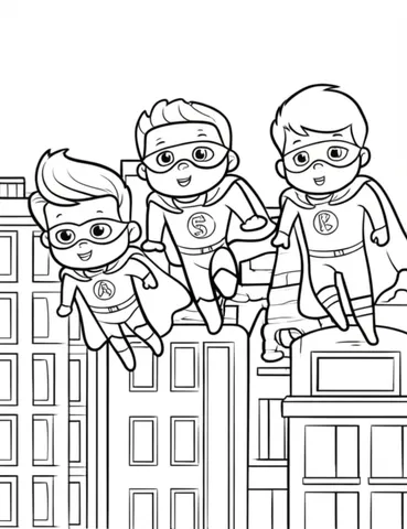 Join the epic battle as a group of superheroes work together to save the city from a giant robot invasion. These thrilling and action-packed coloring pages are perfect for kids and adults alike.
