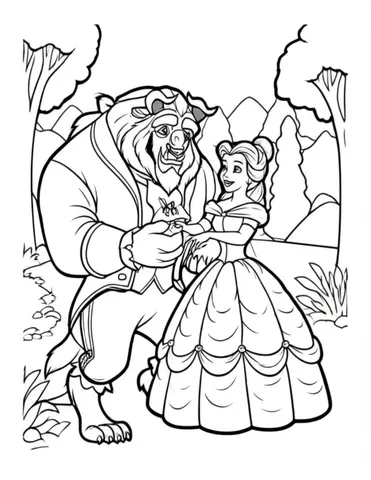Help Belle and the Beast break the spell with your coloring skills