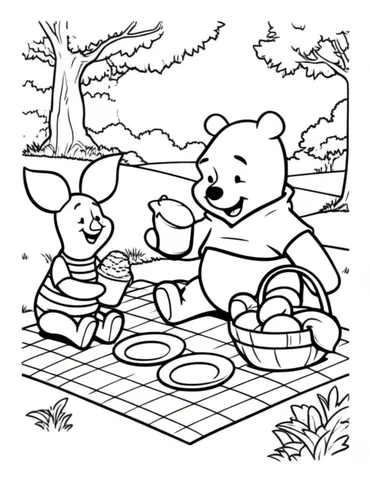 Join Winnie the Pooh and his friends for a fun picnic in the Hundred Acre Wood! Print and color these adorable coloring pages featuring your favorite characters from the beloved children's series.