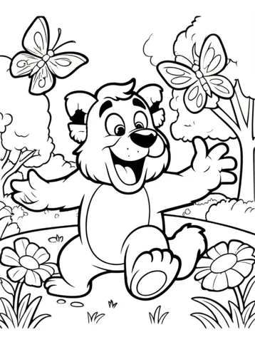 A playful Beast chasing butterflies in the enchanted garden