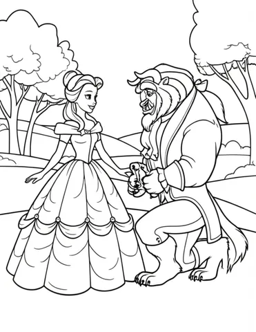 Explore the magical transformation of The Beast into a handsome prince with the love of Belle in these enchanting coloring pages. Perfect for kids and adults alike, these pages will bring the beloved fairy tale to life with vibrant colors and imagination.