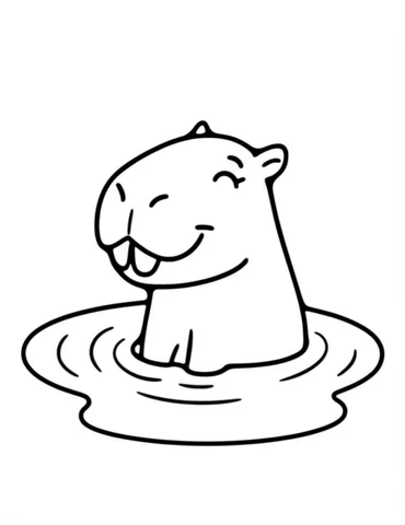 Get ready to color a fun and vibrant scene with our coloring pages of a happy capibara splashing in a rainbow-colored pond! These adorable creatures are having a blast in their colorful playground, and now you can join in on the fun.