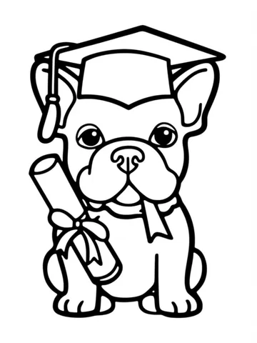 Get ready to celebrate your academic achievements with these fun and adorable coloring pages of a Frenchy Bull wearing a graduation cap and holding a diploma. Let your creativity shine as you bring this cute character to life with vibrant colors.