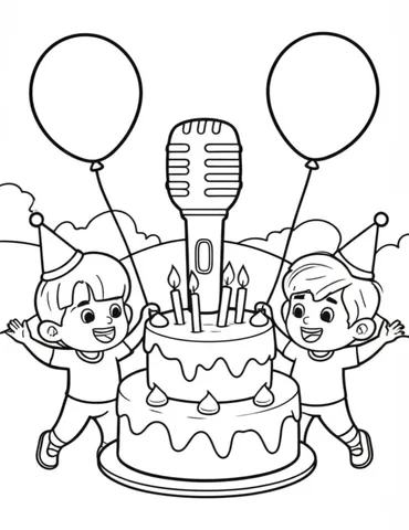 Celebrate a K-Pop themed birthday party with these fun and colorful coloring pages! From vibrant decorations to a microphone-shaped cake, these pages will bring the party to life.