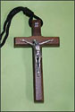 Brazilian Wood Clergy Cross with Silvertone Corpus