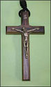 Brazilian Wood Clergy Cross with Goldtone Corpus