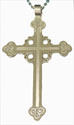 Two-Toned Silver Plated Budded Clergy Cross with Scrolls