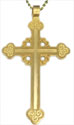 Two-Toned Gold Plated Budded Cross with Scrolls