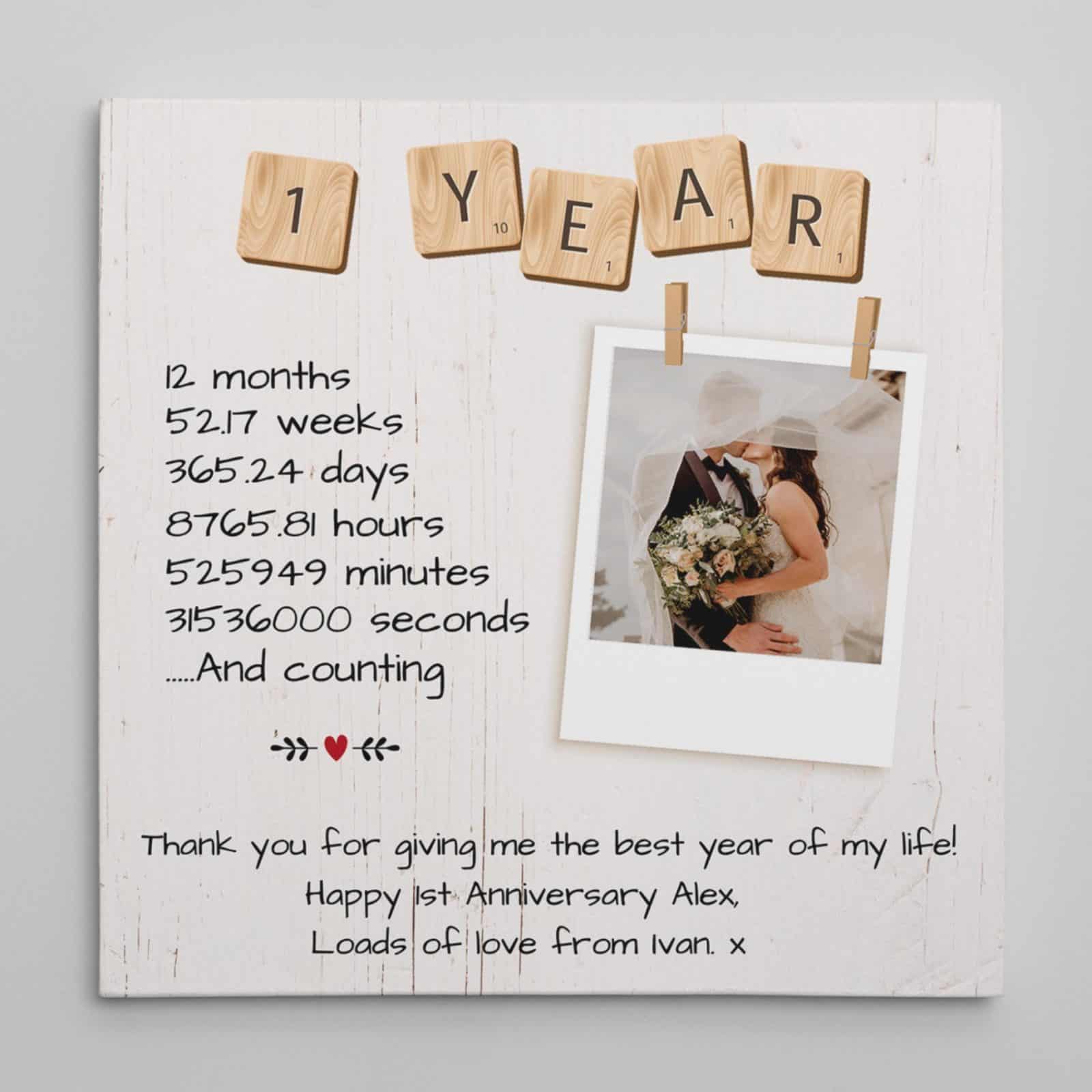 1 Year Anniversary Custom Polaroid Photo Canvas