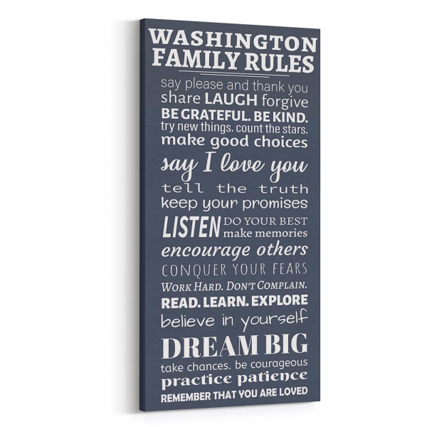 Family Rules Canvas Wall Art – Say Please And Thank You