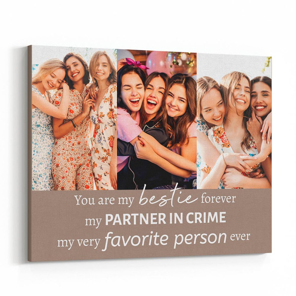 Best Friend Partner In Crime Custom Photo Canvas Print