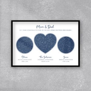 Let These Stars Bear Witness To The Love Spoken Between Our Hearts Custom Star Map Framed Print