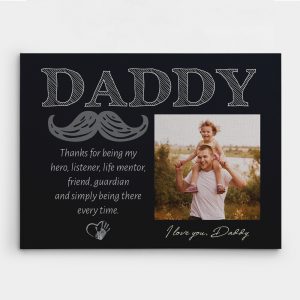 Daddy Thanks For Being My Hero Custom Photo Canvas Print