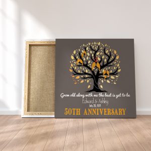 50th Anniversary Family Tree Custom Canvas – Grow Old Along With Me, The Best Is Yet To Be