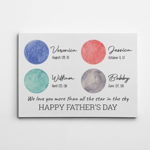 “Happy Father’s Day” Custom Star Map Hearts Canvas Print