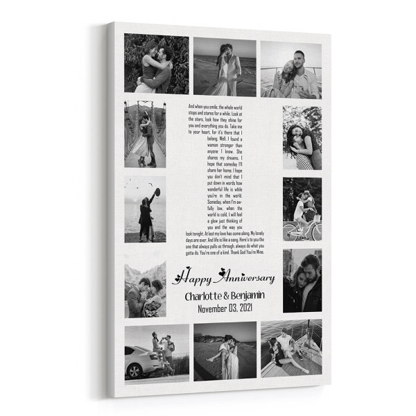 Word Art Song Lyrics 1st Anniversary Photo Collage Canvas