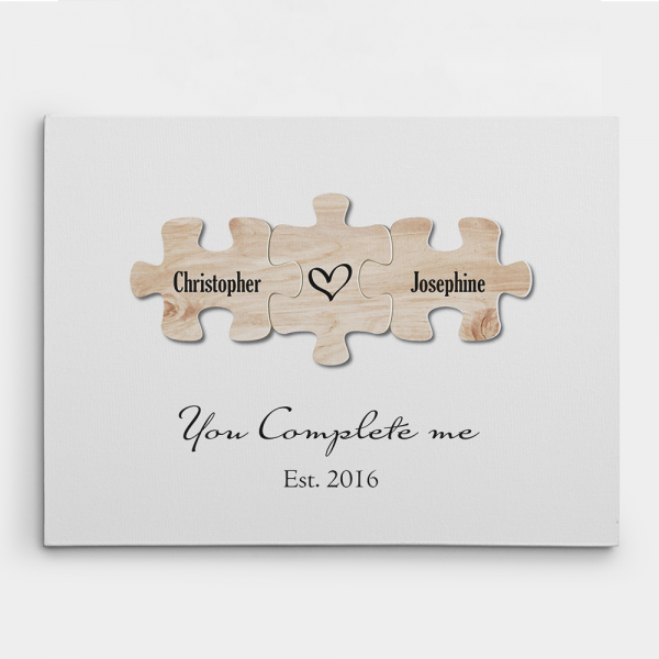 You Complete Me Couple Puzzle Canvas Print