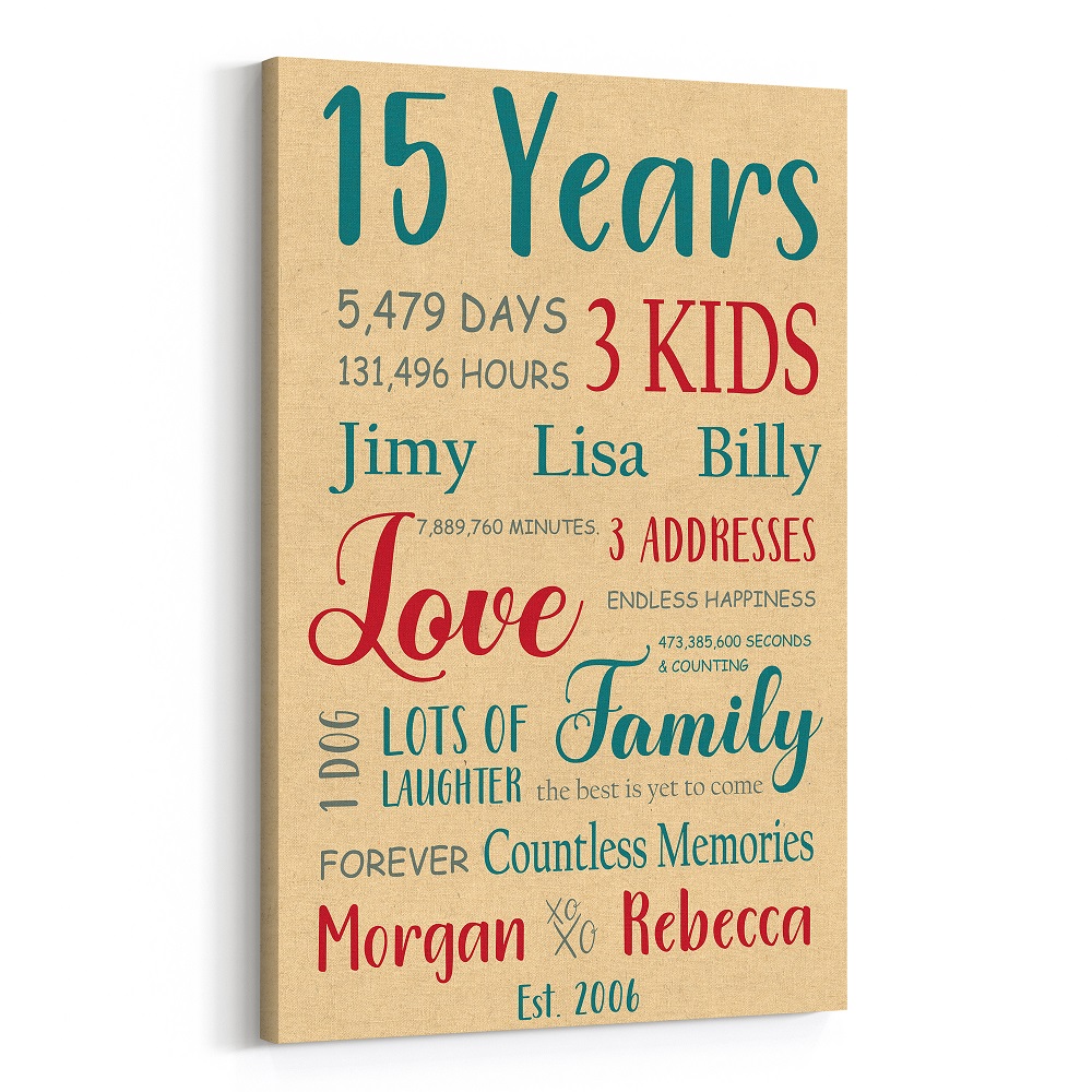 15 Years of Marriage Canvas – Milestone Custom – Countless Memories