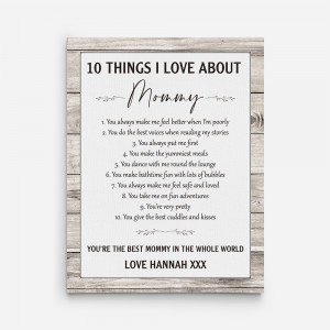 10 Things I Love About Mommy Canvas Print