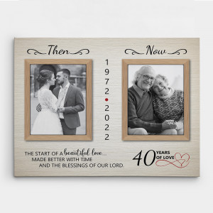 Then and Now 40th Wedding Anniversary Custom Photo Canvas Print