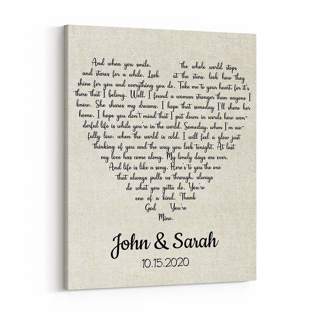 Heart-Shaped Anniversary Song Lyrics Canvas Print