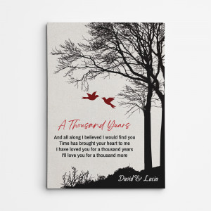 Cardinals with Tree 40th Anniversary Custom Song Lyrics Canvas Print