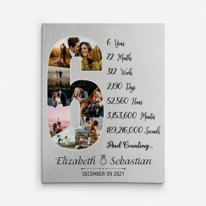 6 Year Anniversary Custom Photo Collage Canvas Print