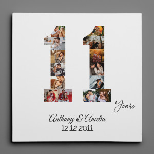11 Year Anniversary Canvas – Custom Number Photo Collage 14 Pictures