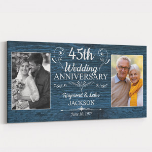 45th Wedding Anniversary Custom Double Photos Canvas Print