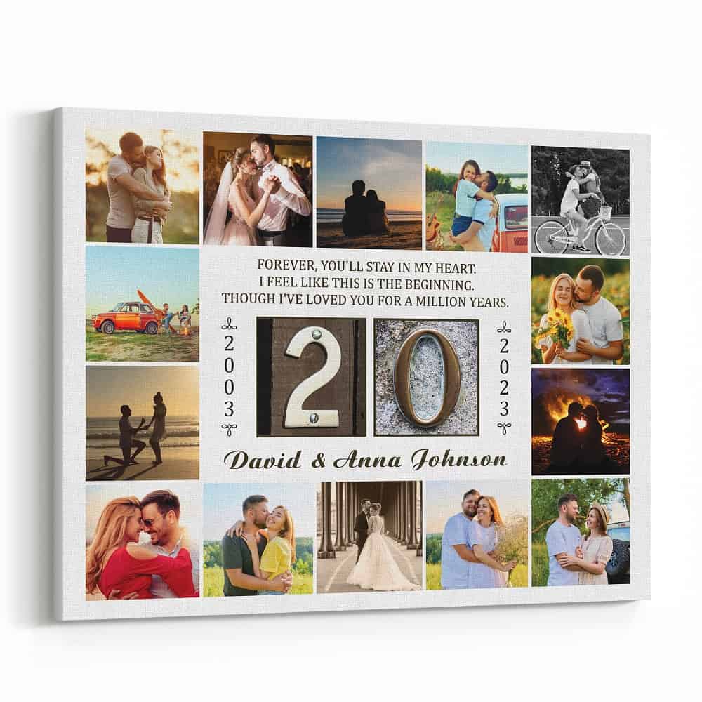 20 Years Forever You’ll Stay In My Heart 14 Photo Collage Canvas Print