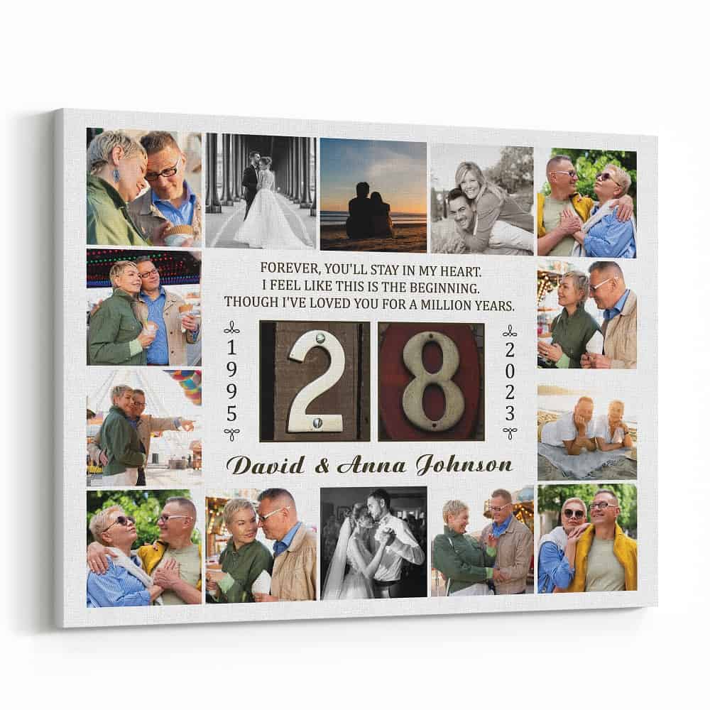28 Years Forever You’ll Stay In My Heart Photo Collage Canvas Print