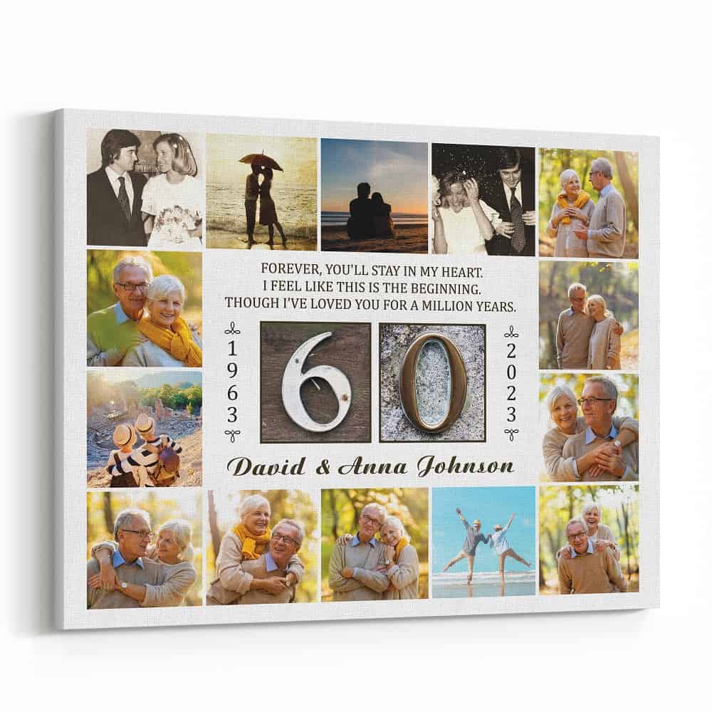 60 Years Forever You’ll Stay In My Heart Photo Collage Canvas Print