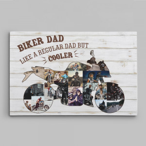 Biker Dad Like A Regular Dad But Cooler Photo Collage Canvas Print