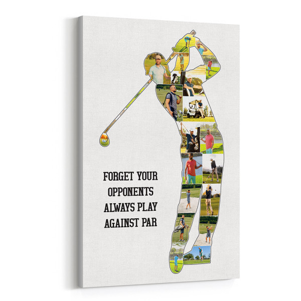 Personalized Golf Gift Photo Collage Canvas Print