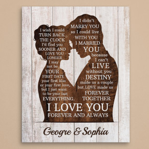 “I Didn’t Marry You So I Could Live With You” Custom Couple Silhouette Canvas