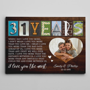 31 Years Letter Art With Photo Canvas Print