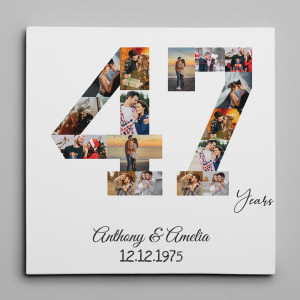 47 Years Anniversary Photo Collage Canvas Print