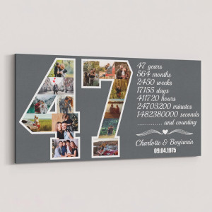Custom Number 47 Photo Collage Rectangle Canvas Print
