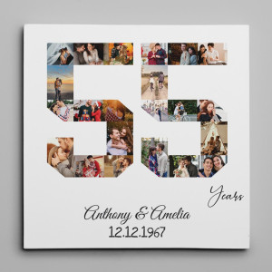 55 Years Anniversary Photo Collage Canvas Print