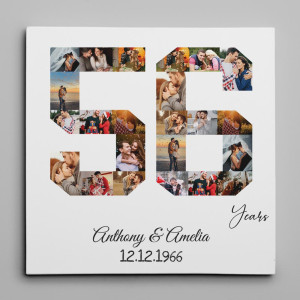 56 Years Anniversary Photo Collage Canvas Print
