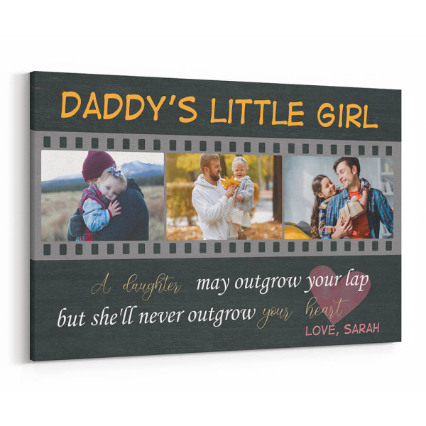 A Daughter May Outgrow Your Lap But She Will Never Outgrow Your Heart Custom Photo Canvas Print