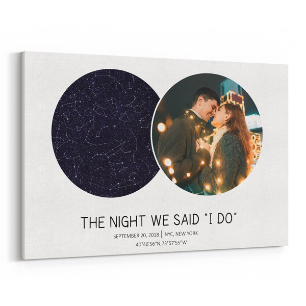 The Night We Said I Do Custom Star Map and Photo Canvas Print
