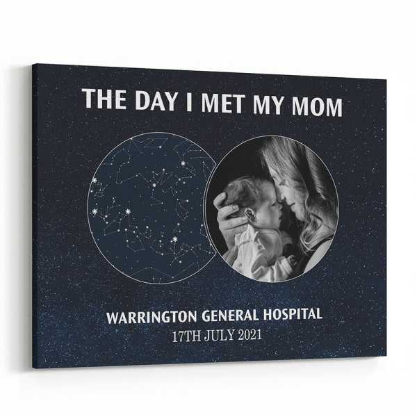 The Day I Met My Mom Star Map And Photo Canvas Print