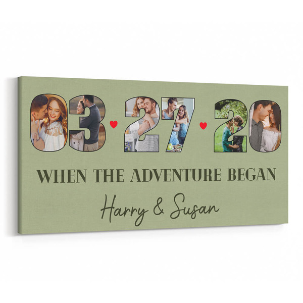 “When the Adventure Began” Personalized Photo Canvas Print