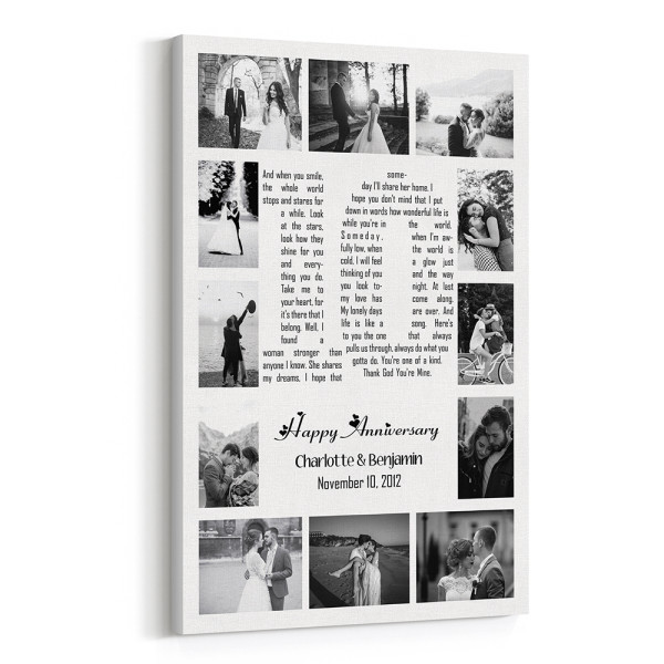 10 Years Anniversary Song Lyrics Word Art Number Photo Collage Canvas