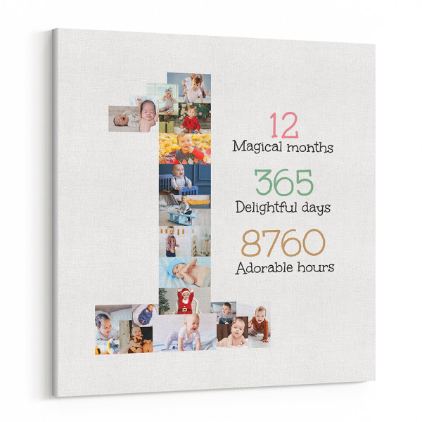 1st Birthday Photo Collage Canvas Print