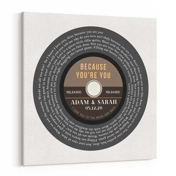 Vinyl Record Spiral Song Lyrics Square Canvas Print