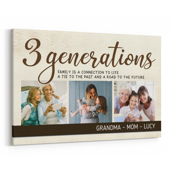 3 Generations Custom Photo Canvas Print