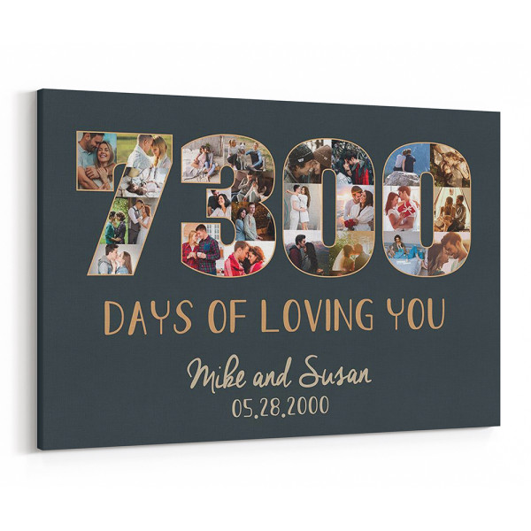 7300 Days of Loving You Photo Collage Canvas Print